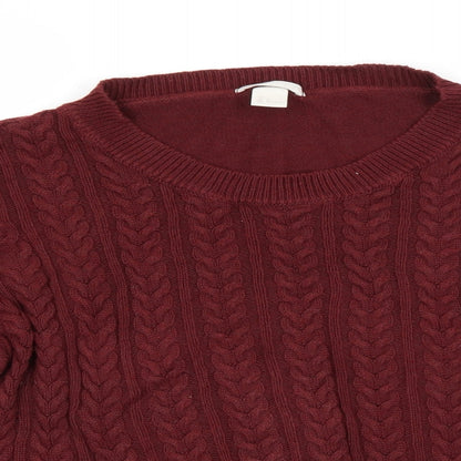 H&M Mens Red Round Neck  Acrylic Pullover Jumper Size L
