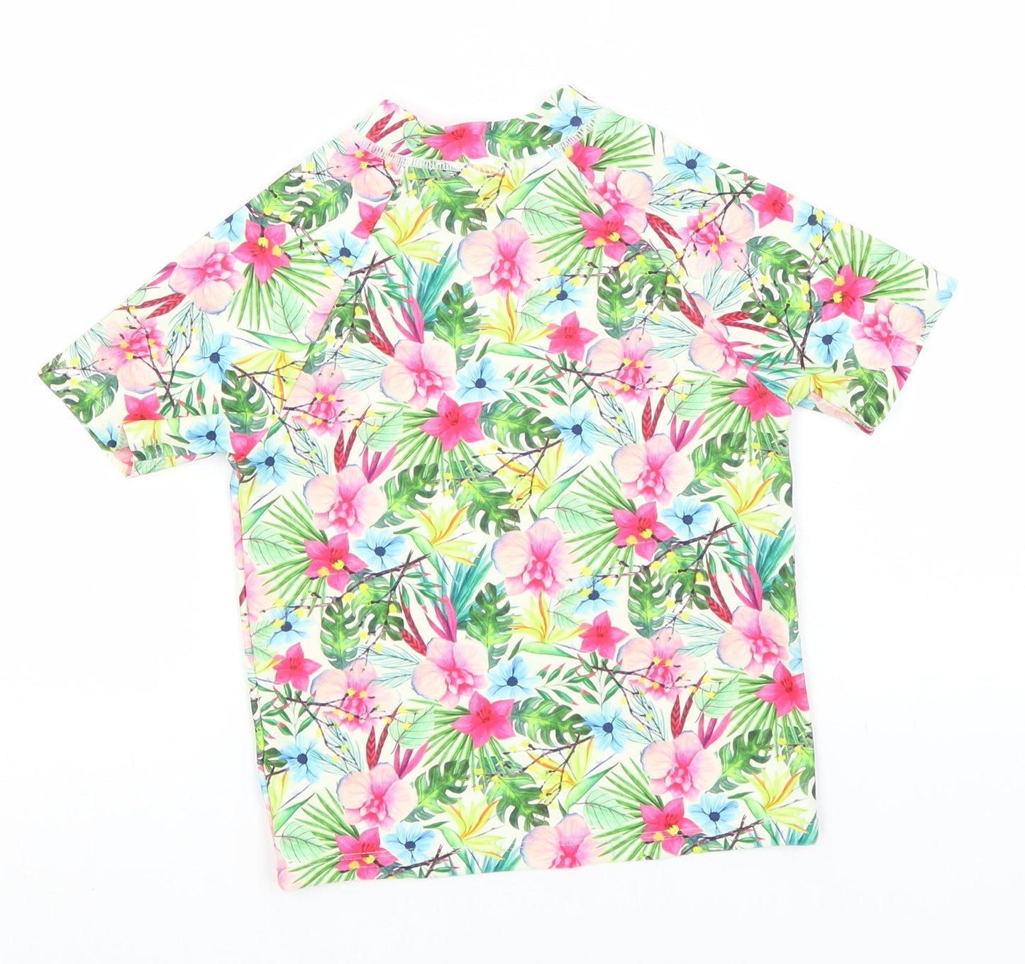 Minoti Girls Green Floral Polyester Basic T-Shirt Size 4-5 Years Round Neck