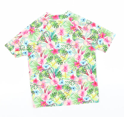 Minoti Girls Green Floral Polyester Basic T-Shirt Size 4-5 Years Round Neck