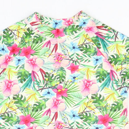 Minoti Girls Green Floral Polyester Basic T-Shirt Size 4-5 Years Round Neck