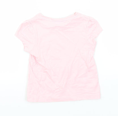 George Girls Pink  Cotton Basic T-Shirt Size 3-4 Years Round Neck  - Pineapple