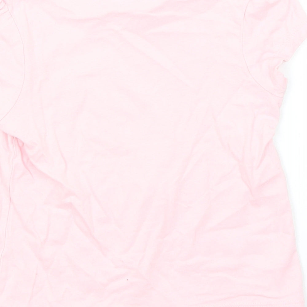 George Girls Pink  Cotton Basic T-Shirt Size 3-4 Years Round Neck  - Pineapple