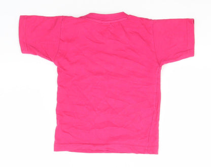 Preworn Girls Pink  Cotton Basic T-Shirt Size 4 Years Round Neck  - Red Sea, Egypt