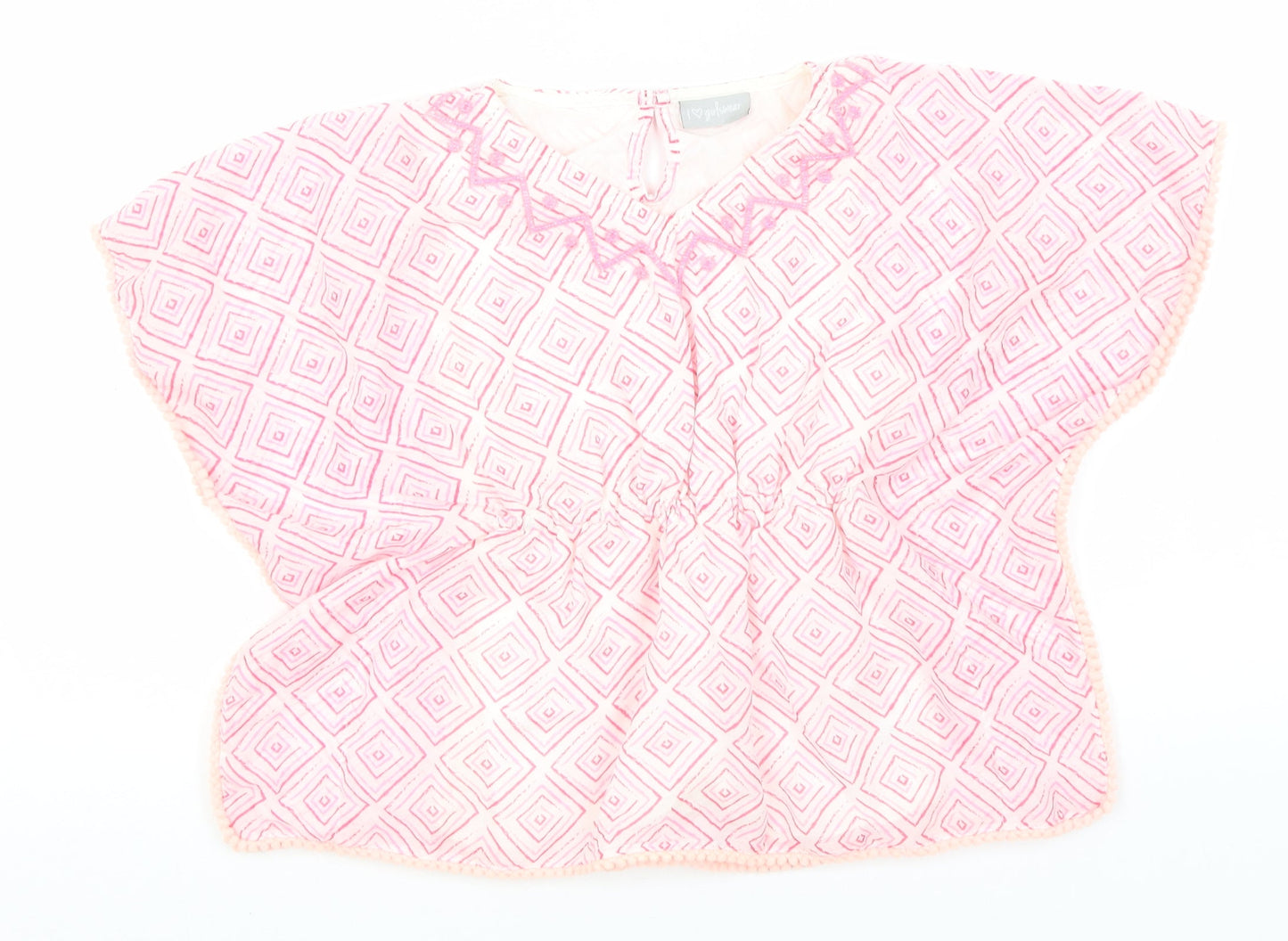 Matalan Girls Pink Geometric Polyester A-Line  Size 3 Years  Round Neck
