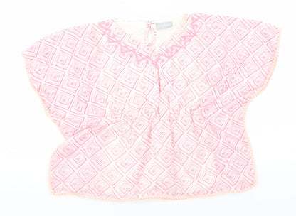 Matalan Girls Pink Geometric Polyester A-Line  Size 3 Years  Round Neck