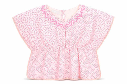 Matalan Girls Pink Geometric Polyester A-Line  Size 3 Years  Round Neck
