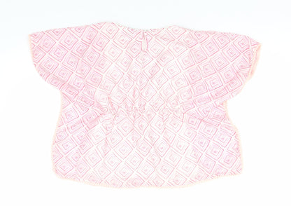 Matalan Girls Pink Geometric Polyester A-Line  Size 3 Years  Round Neck
