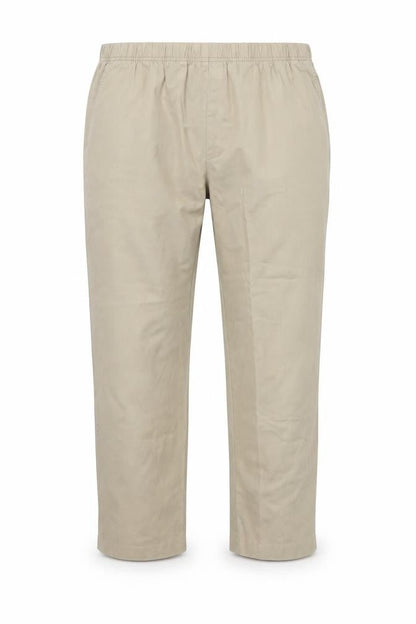 Front view of Lands' End men’s beige cotton trousers, size 28, 28-inch leg regular