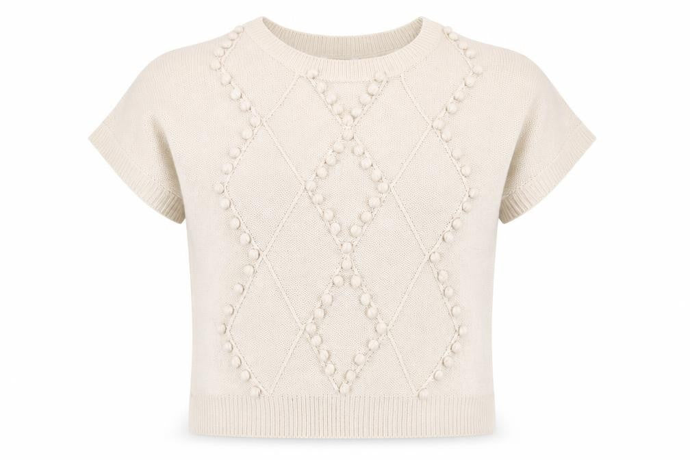 Front view of Store 21 women’s beige round neck acrylic jumper, size L