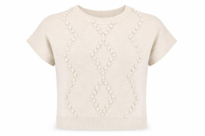 Front view of Store 21 women’s beige round neck acrylic jumper, size L