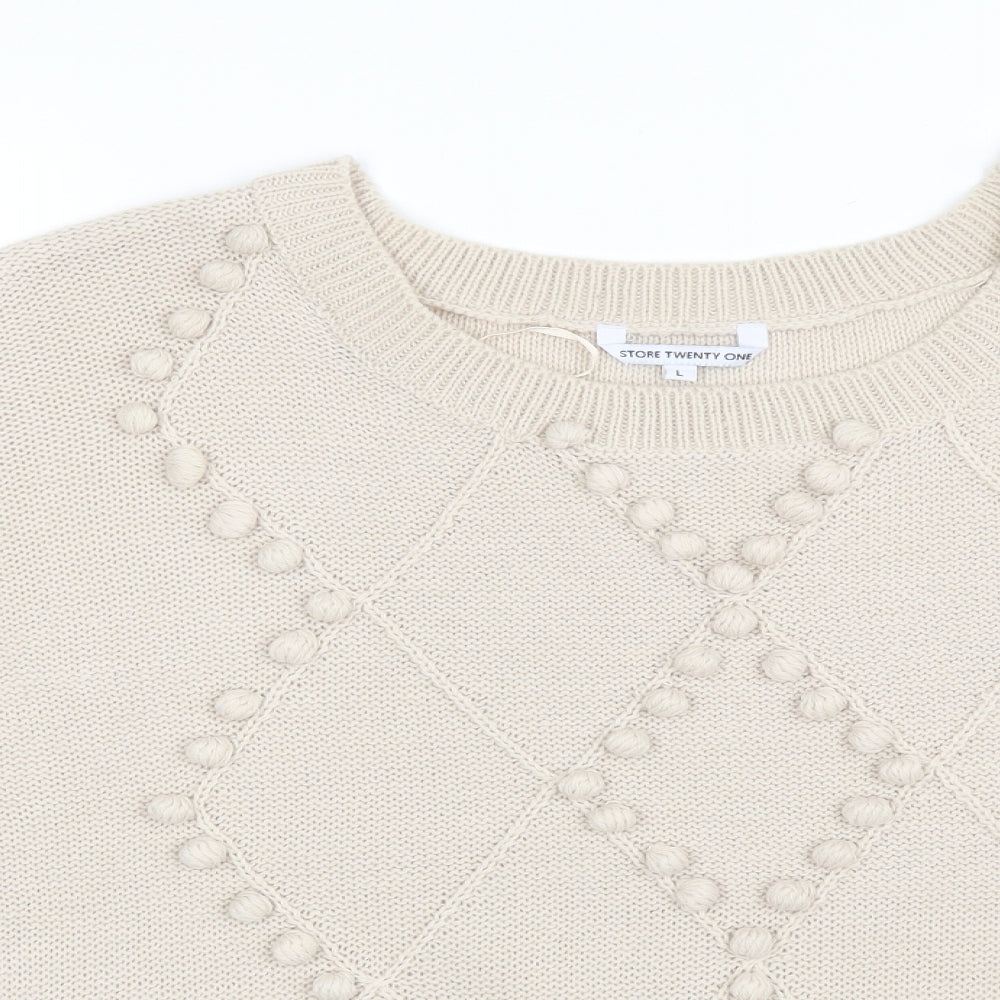 Store 21 Womens Beige Round Neck  Acrylic Pullover Jumper Size L