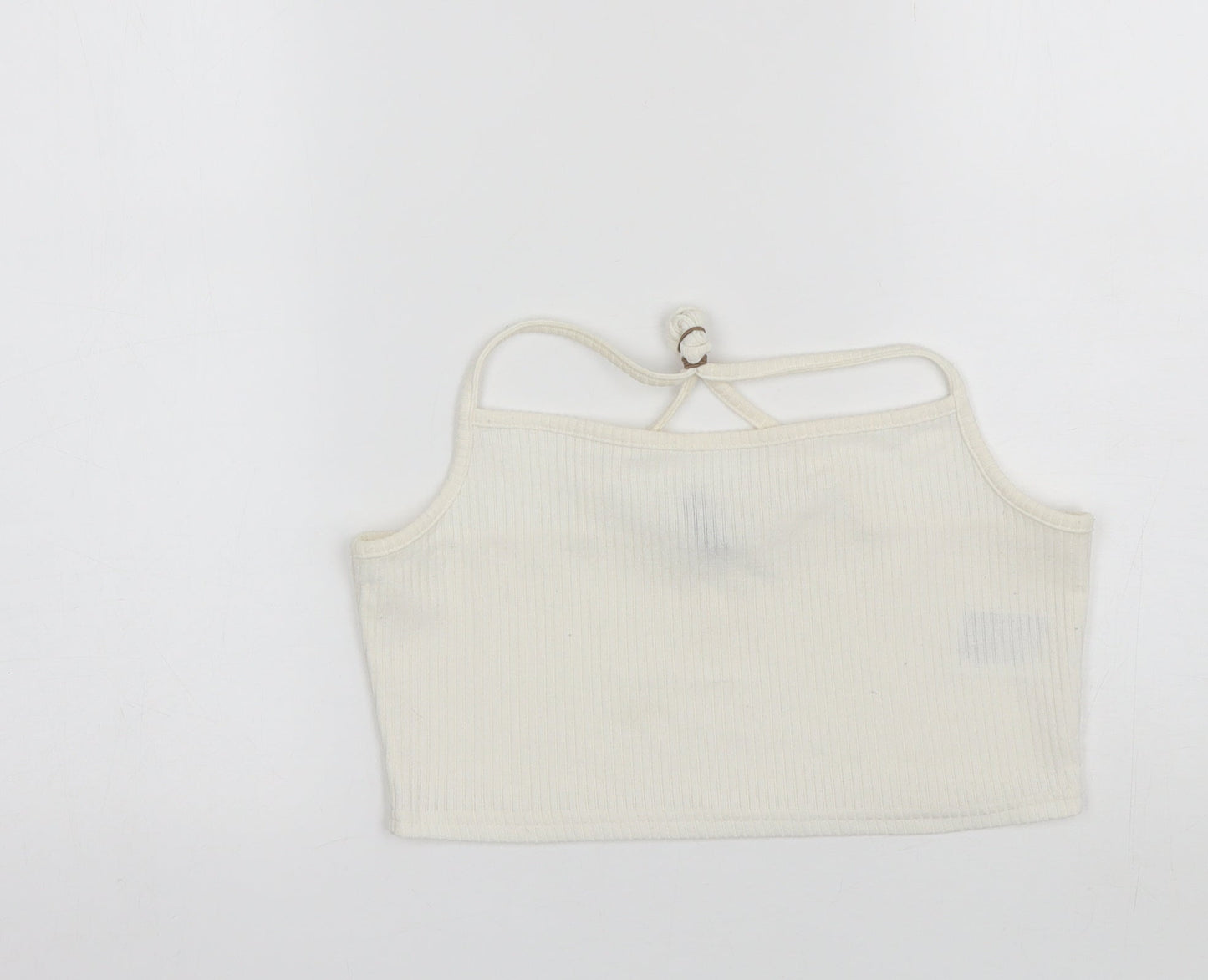 Womens UK Size L Divided White Cropped Tank