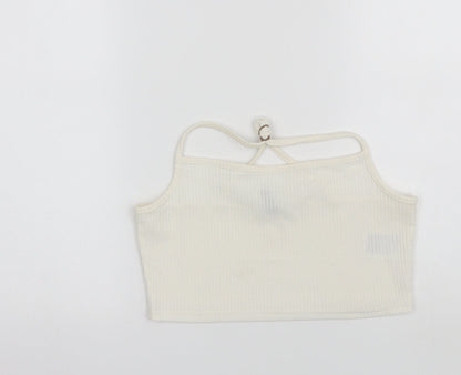 Womens UK Size L Divided White Cropped Tank