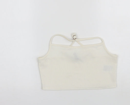 Womens UK Size L Divided White Cropped Tank