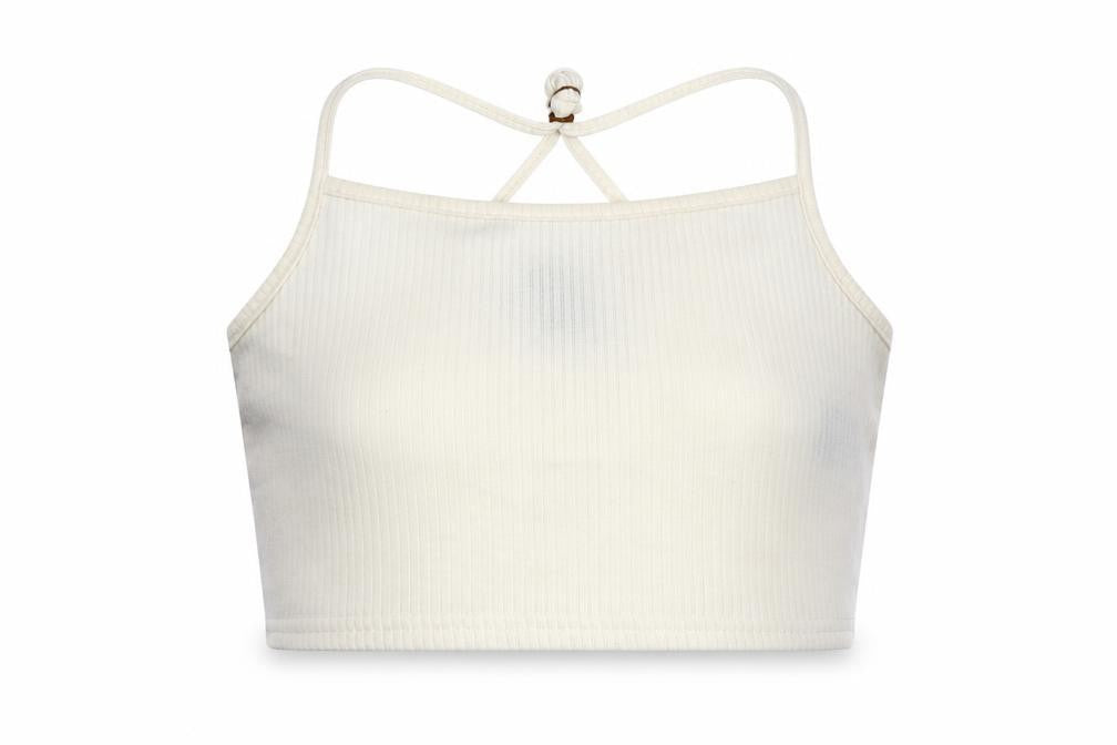 Womens UK Size L Divided White Cropped Tank