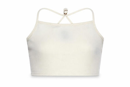Womens UK Size L Divided White Cropped Tank