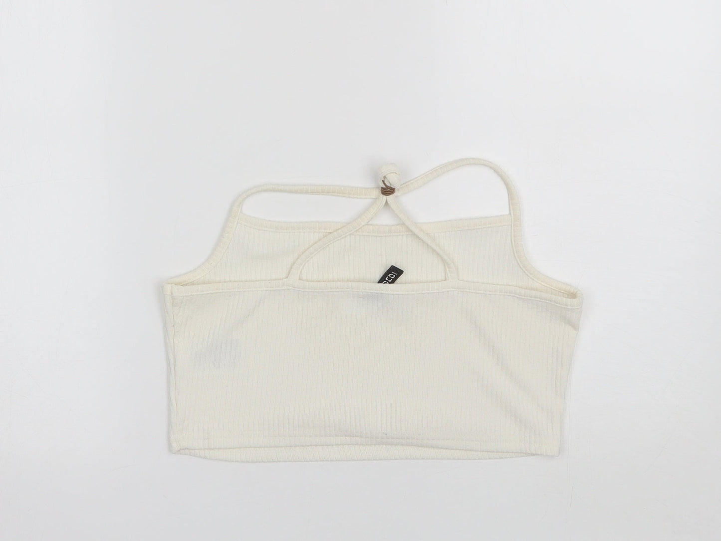 Womens UK Size L Divided White Cropped Tank