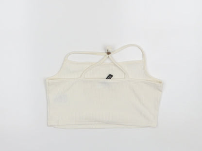Womens UK Size L Divided White Cropped Tank