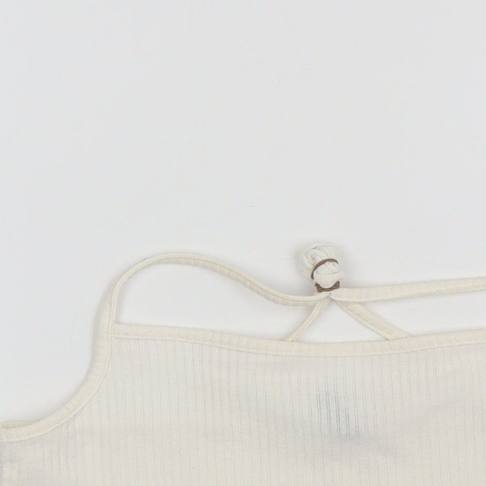 Womens UK Size L Divided White Cropped Tank