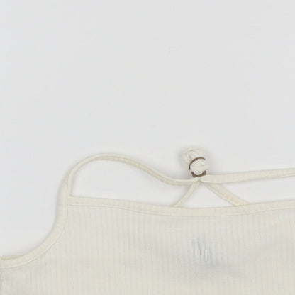 Womens UK Size L Divided White Cropped Tank