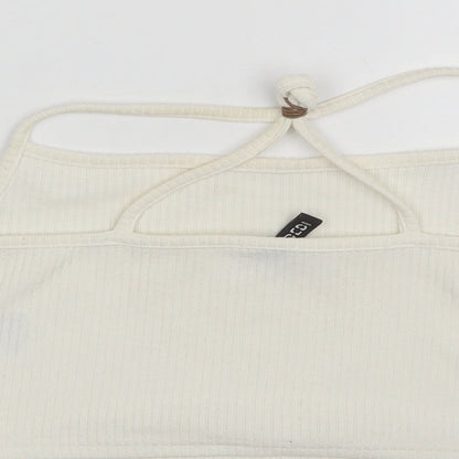 Womens UK Size L Divided White Cropped Tank