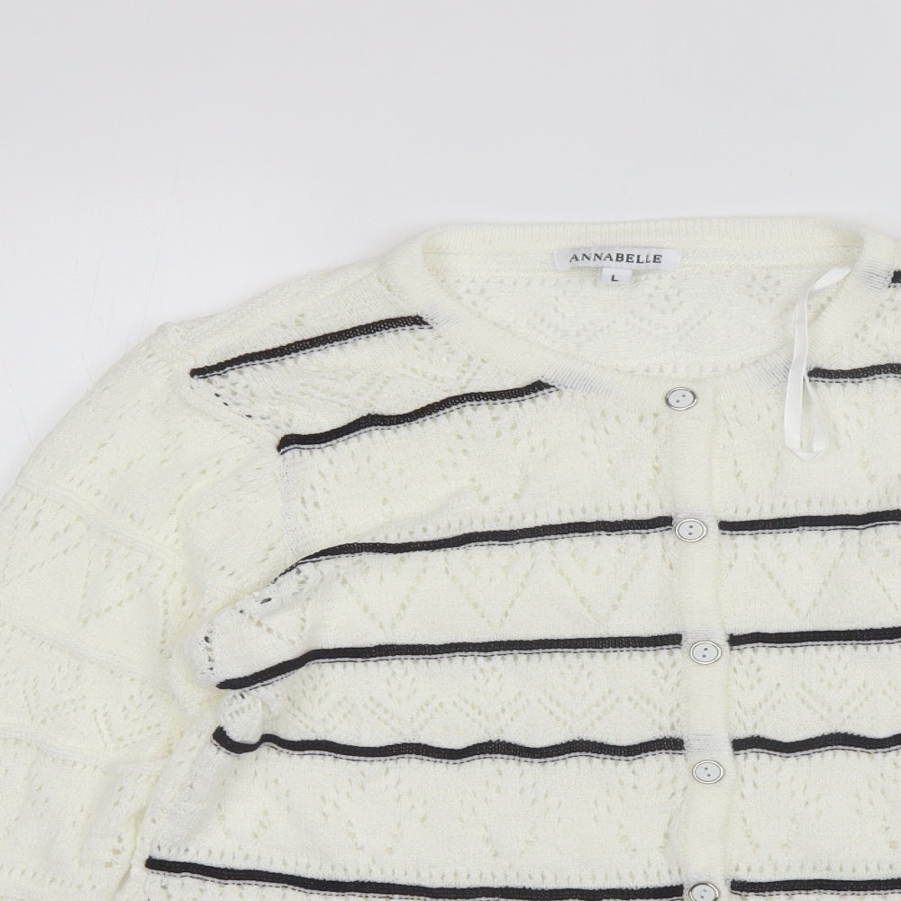 Womens UK Size L Annabelle White Cardigan Jumper