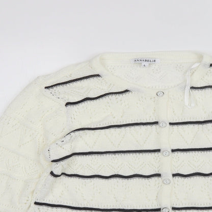 Womens UK Size L Annabelle White Cardigan Jumper