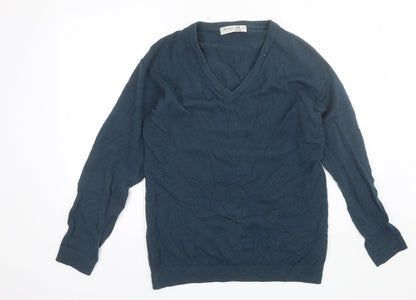 Berkertex Mens Blue V-Neck  Wool Pullover Jumper Size S
