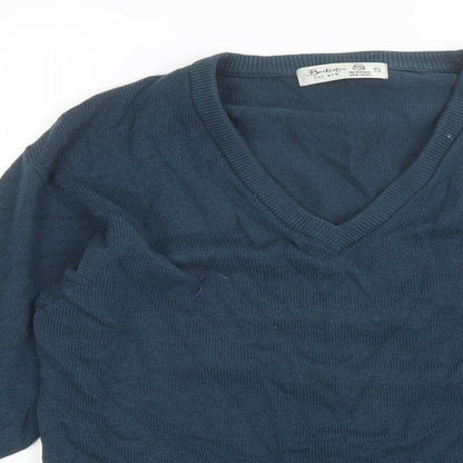 Berkertex Mens Blue V-Neck  Wool Pullover Jumper Size S
