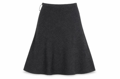 Front view of Coercion women’s grey wool a-line skirt, size UK 30, in