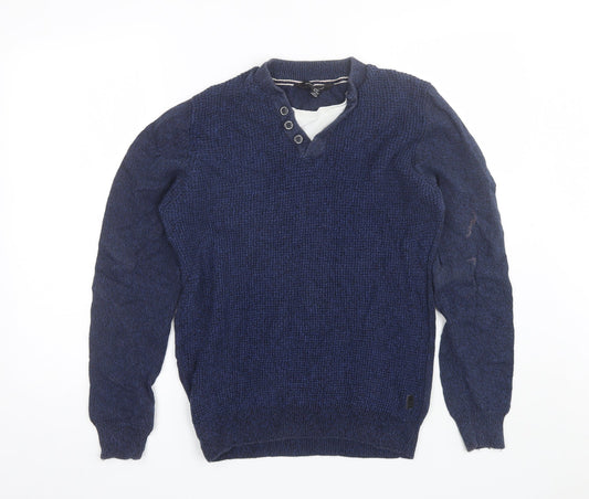 Cedar Wood State Mens Blue V-Neck  Cotton Pullover Jumper Size M