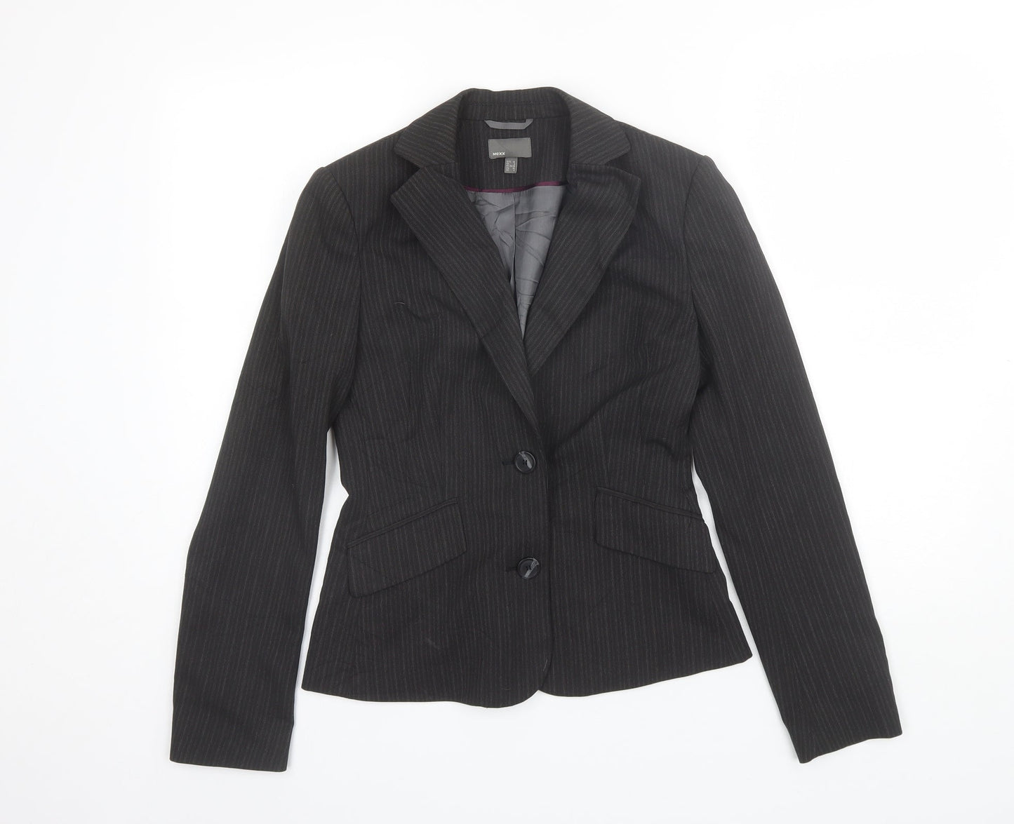 Mexx Womens Black Striped Polyester Jacket Blazer Size 8
