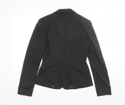 Mexx Womens Black Striped Polyester Jacket Blazer Size 8