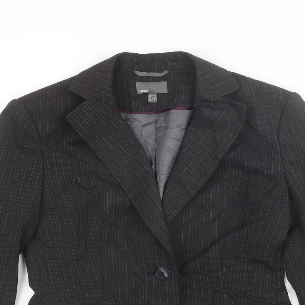 Mexx Womens Black Striped Polyester Jacket Blazer Size 8