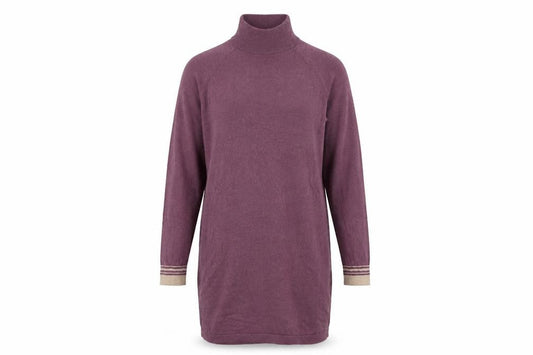 Front view of Patra women’s pink cotton jumper dress, size S, mock neck