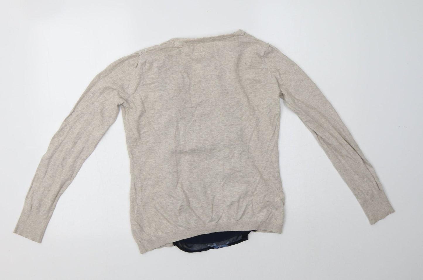Nex Womens Beige Square Neck Floral Cotton Pullover Jumper Size 6
