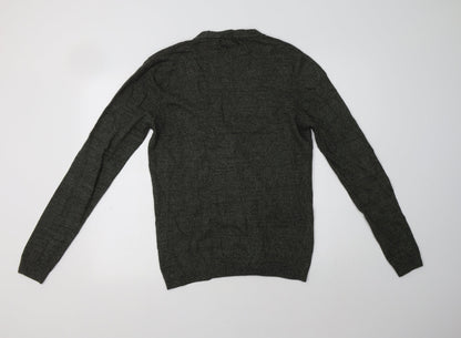 ASOS Mens Green V-Neck  Cotton Full Zip Jumper Size S