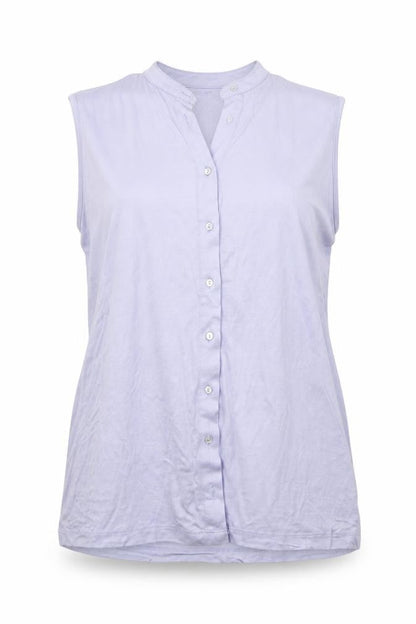 M&S Womens Blue  Viscose Basic Button-Up Size 16 Mock Neck