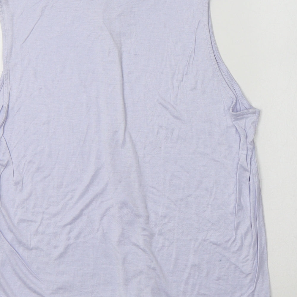 M&S Womens Blue  Viscose Basic Button-Up Size 16 Mock Neck