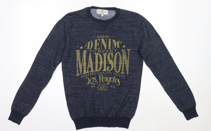 NEXT Mens Blue Round Neck  Cotton Pullover Jumper Size S