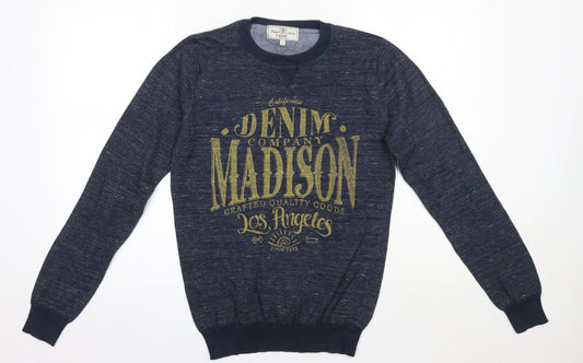 NEXT Mens Blue Round Neck  Cotton Pullover Jumper Size S