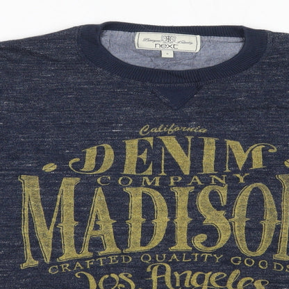 NEXT Mens Blue Round Neck  Cotton Pullover Jumper Size S