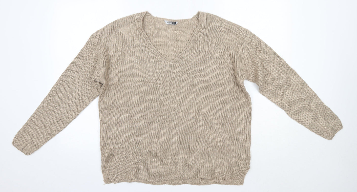 Womens UK Size 14 Pep & Co Gold Pullover Jumper
