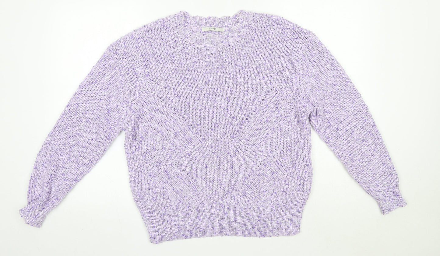 George Womens Purple Round Neck  Acrylic Pullover Jumper Size L