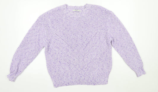 George Womens Purple Round Neck  Acrylic Pullover Jumper Size L