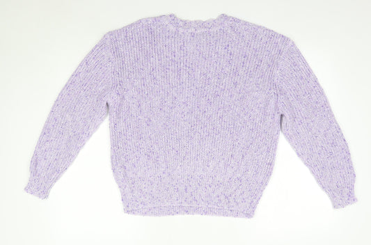 George Womens Purple Round Neck  Acrylic Pullover Jumper Size L