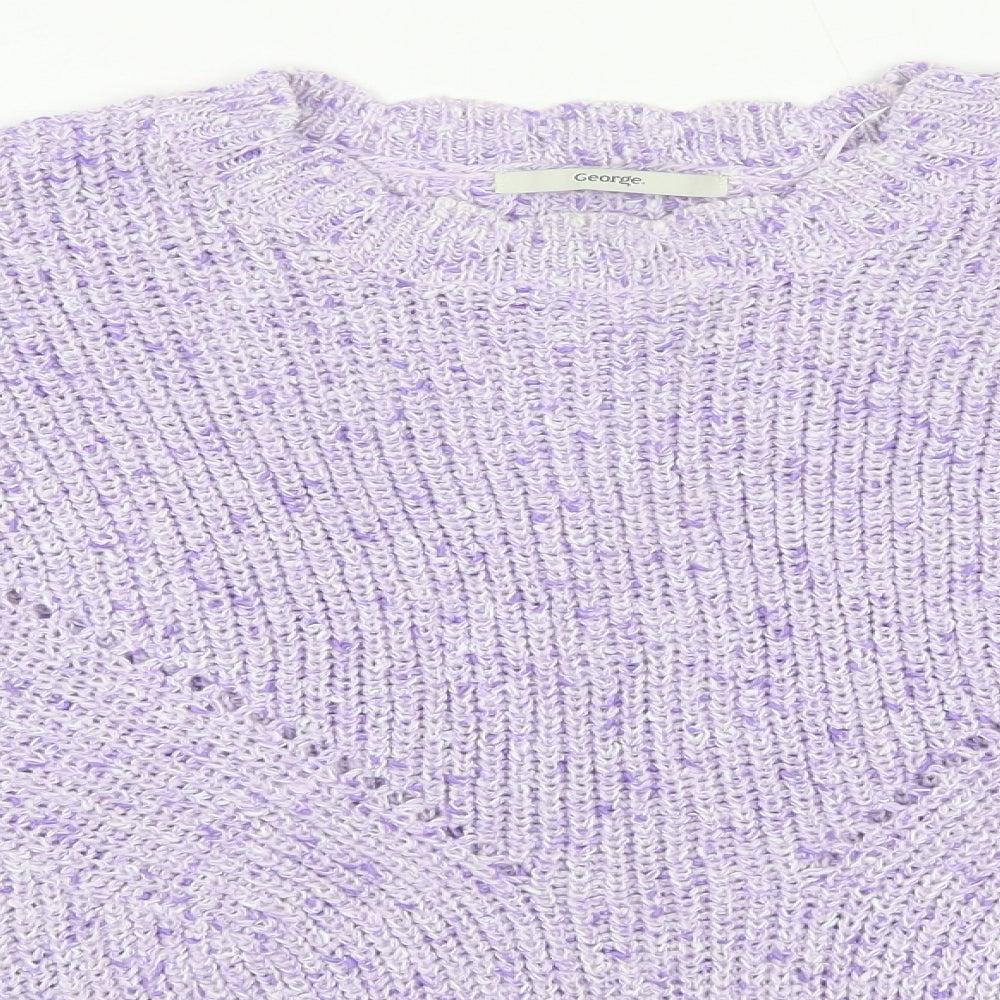 George Womens Purple Round Neck  Acrylic Pullover Jumper Size L