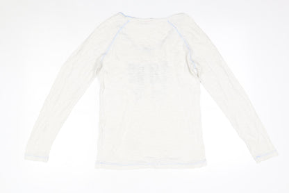Back view of Berenice women’s white linen basic blouse, size S, round neck