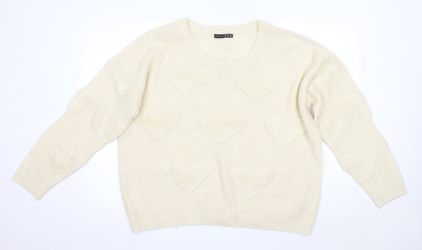 Primark Womens Ivory Round Neck  Acrylic Pullover Jumper Size 20
