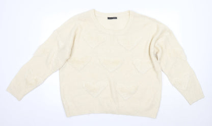 Primark Womens Ivory Round Neck  Acrylic Pullover Jumper Size 20